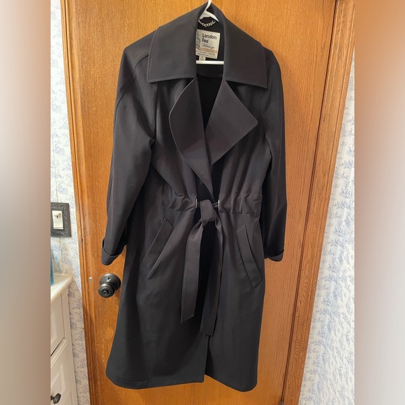 London Fog Jackets & Blazers - London Fog Black DB Trench Coat Silver Hardware L Women New Heritage Mod XL